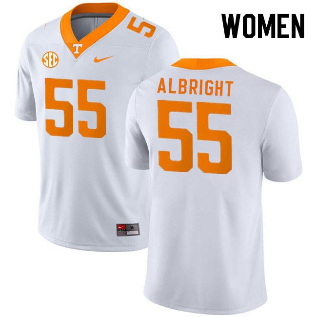 Women #55 Will Albright Tennessee Volunteers College Football Jerseys Stitched Sale-White